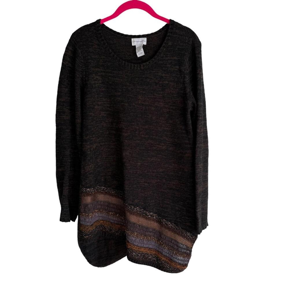 SOFT SURROUNDINGS Raku Asymmetrical Hem Striped Ladies Tunic Sweater,‎ S